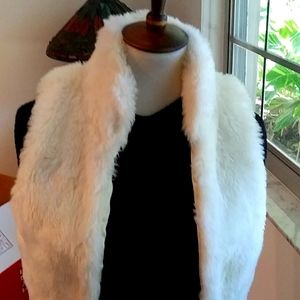 White Faux Fur Stole Scarf - Women's Accessory